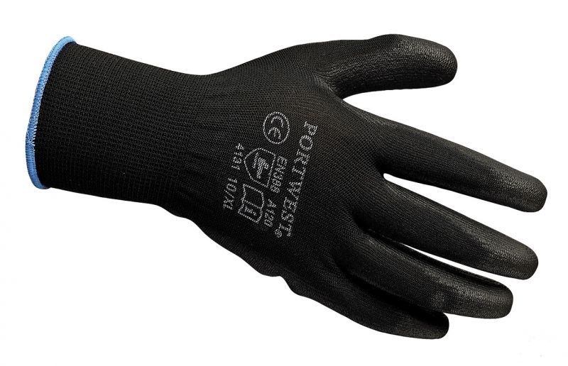 A120 tenyéren mártott PU kesztyű fekete